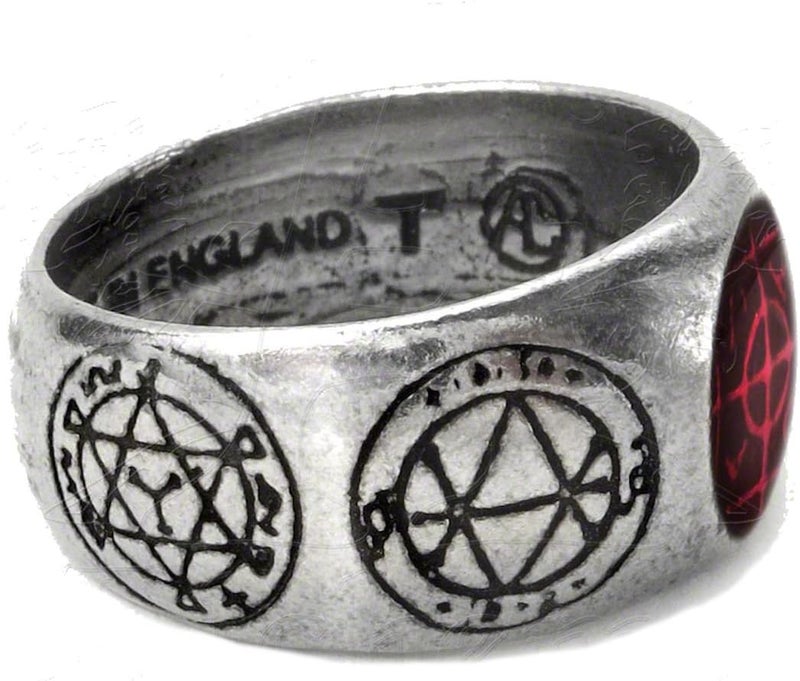 Alchemy Gothic The Vault Agla Pewter Talisman Ring with Red Gem - Size 7 - Image 4